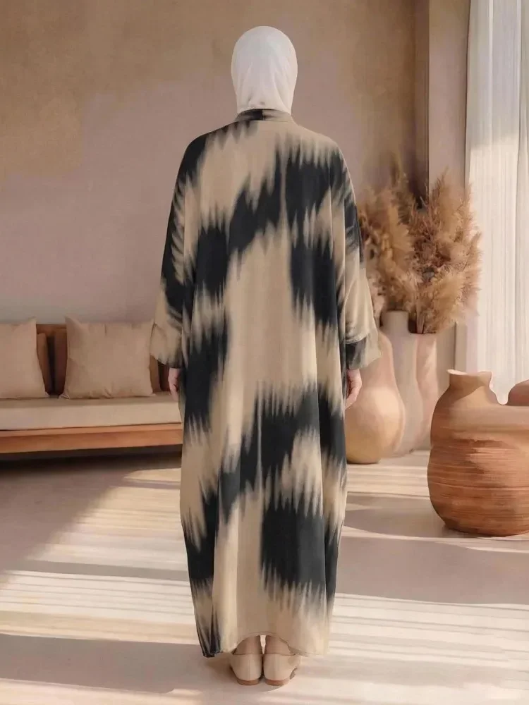 [NEW]ASAYA Gaun anggun dengan model longgar motif cetak dan lengan panjang wanita