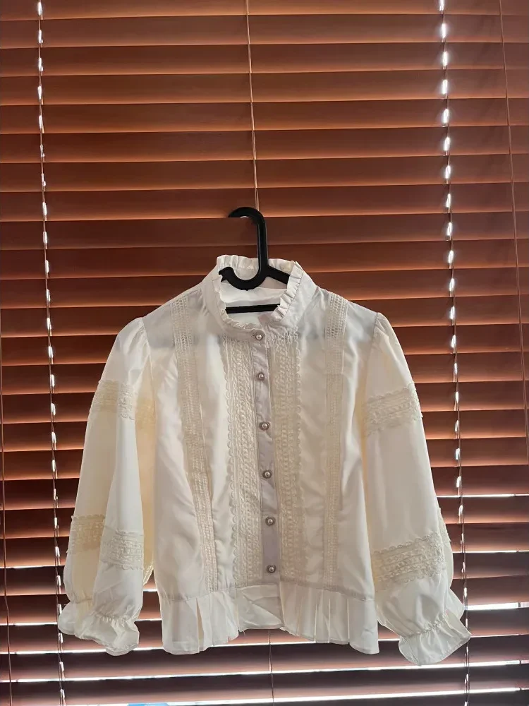 [NEW]CHICMORE Atasan kemeja longgar warna hijau cantik kancing sebaris lengan panjang untuk wanita gaya retro