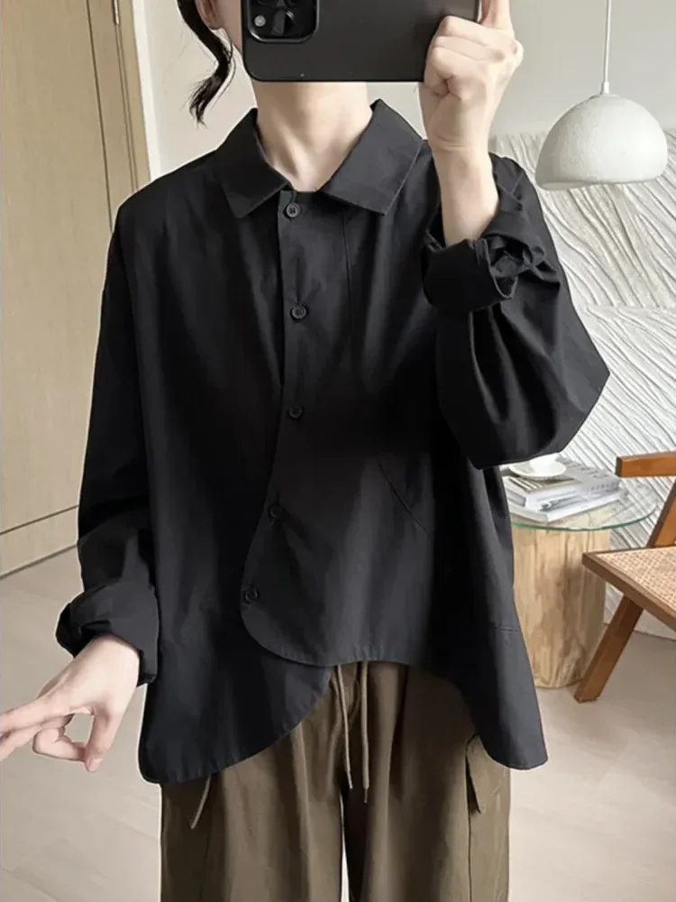 [DISKON KILAT]ASAYA Atasan kemeja lengan panjang model ruffle dengan gaya kasual untuk wanita