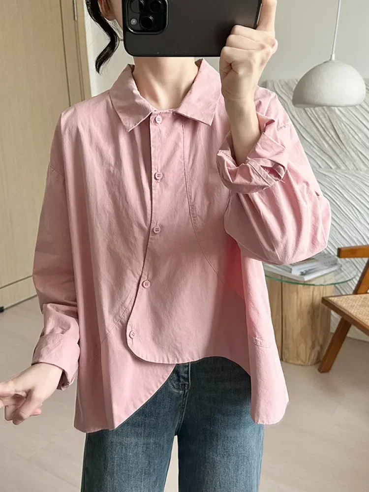 [DISKON KILAT]ASAYA Atasan kemeja lengan panjang model ruffle dengan gaya kasual untuk wanita