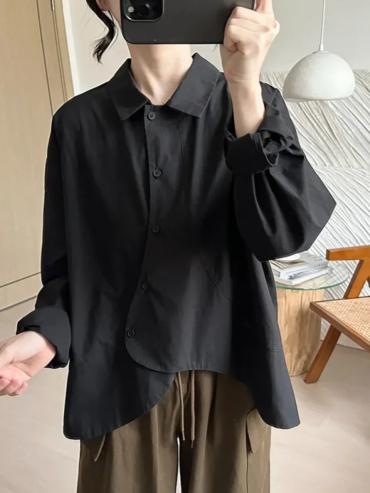 [DISKON KILAT]ASAYA Atasan kemeja lengan panjang model ruffle dengan gaya kasual untuk wanita