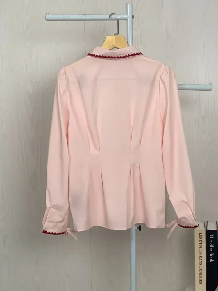 [READY STOCK]ASAYA Blus wanita lengan panjang yang modis dengan hiasan renda dan garis lipatan yang unik