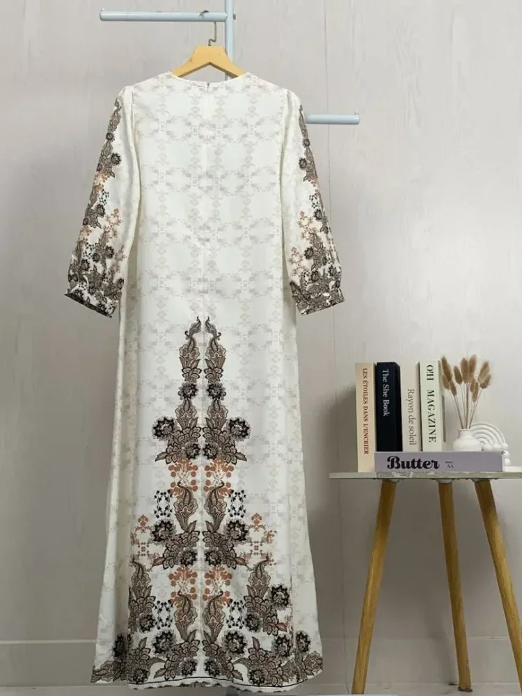 [DISKON KILAT]ASAYA Gaun elegan dengan motif posisi mode lengan panjang