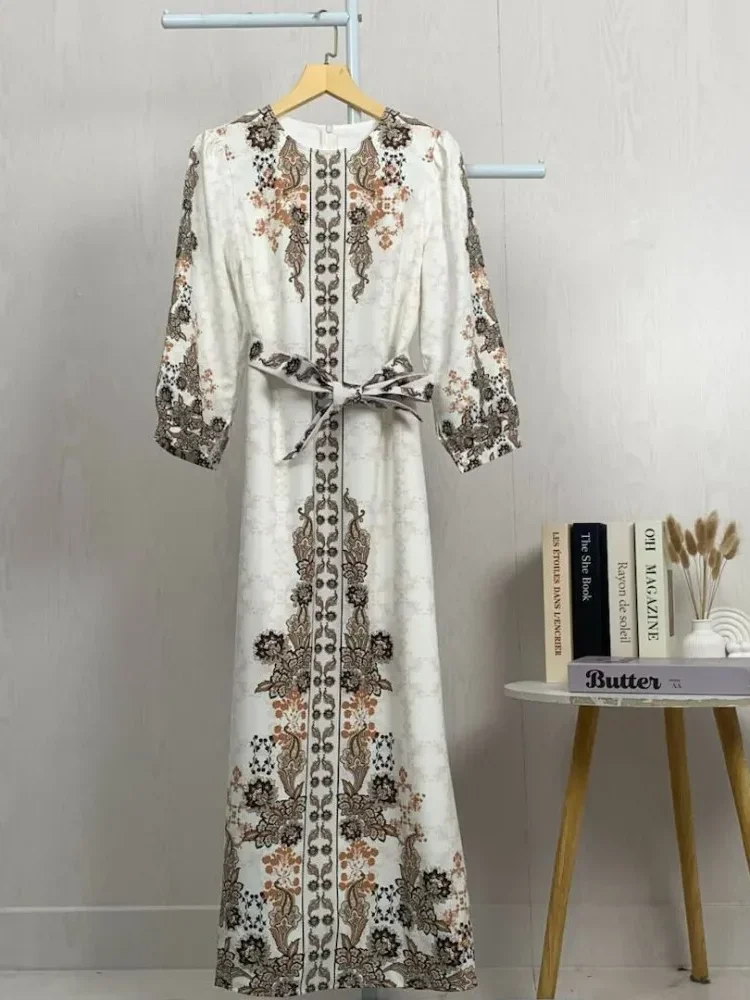 [DISKON KILAT]ASAYA Gaun elegan dengan motif posisi mode lengan panjang