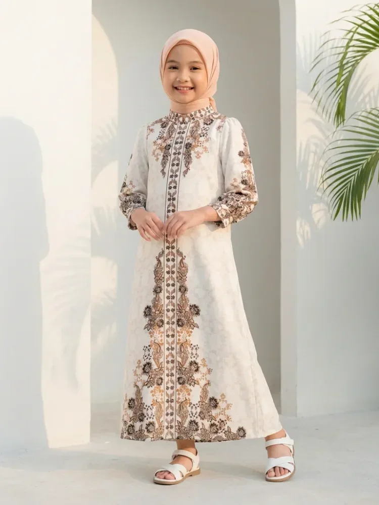 [DISKON KILAT]ASAYA Gaun elegan dengan motif posisi mode lengan panjang