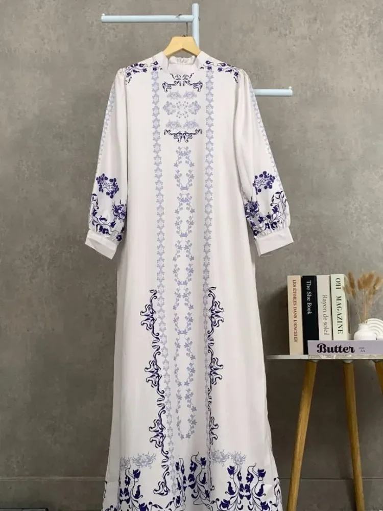 ASAYA Women's long-sleeved spliced printed commuting casual elegant dress