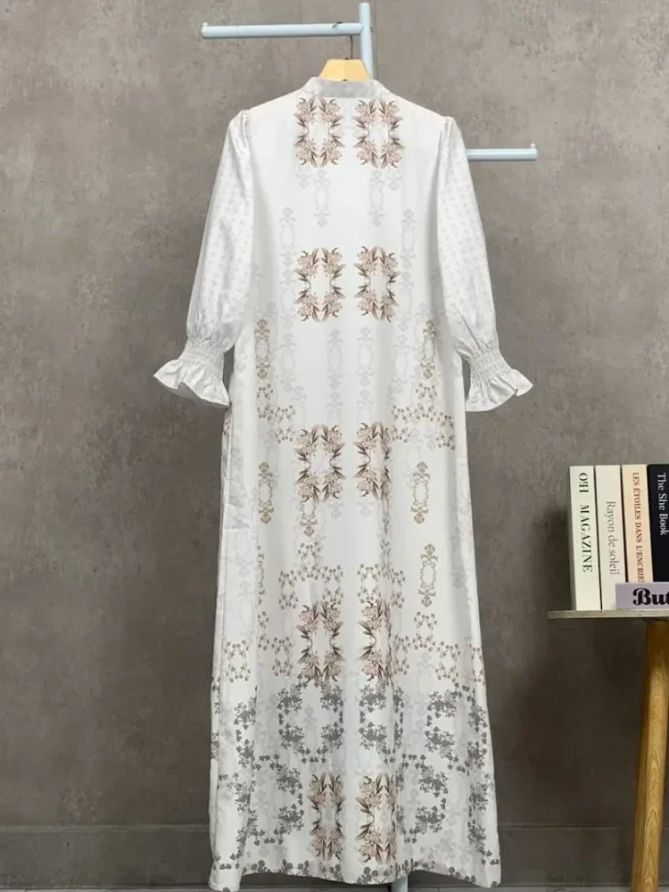 ASAYA Gaun elegan dengan motif posisi mode lengan panjang