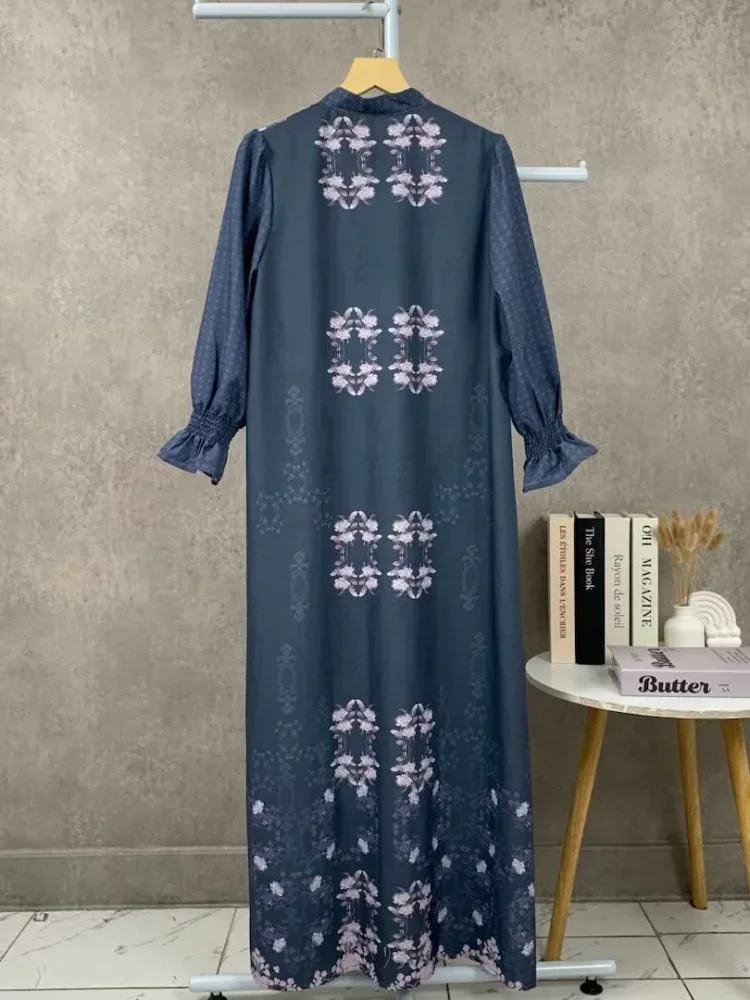ASAYA Gaun elegan dengan motif posisi mode lengan panjang