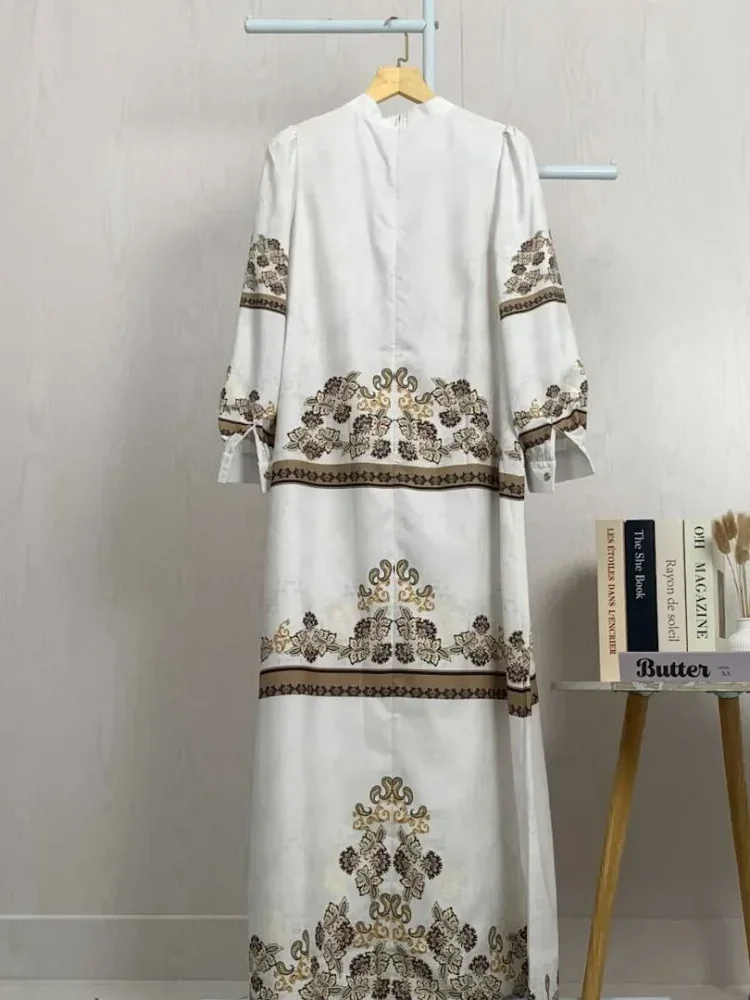 ASAYA Gaun elegan dengan motif posisi mode lengan panjang