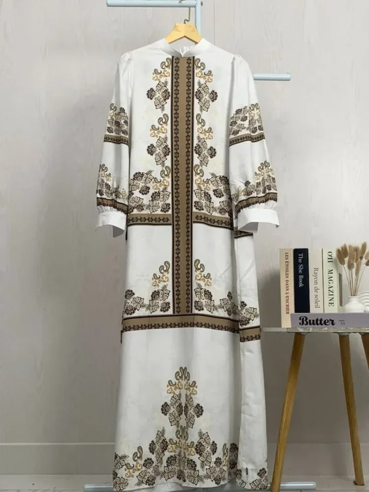 ASAYA Gaun elegan dengan motif posisi mode lengan panjang