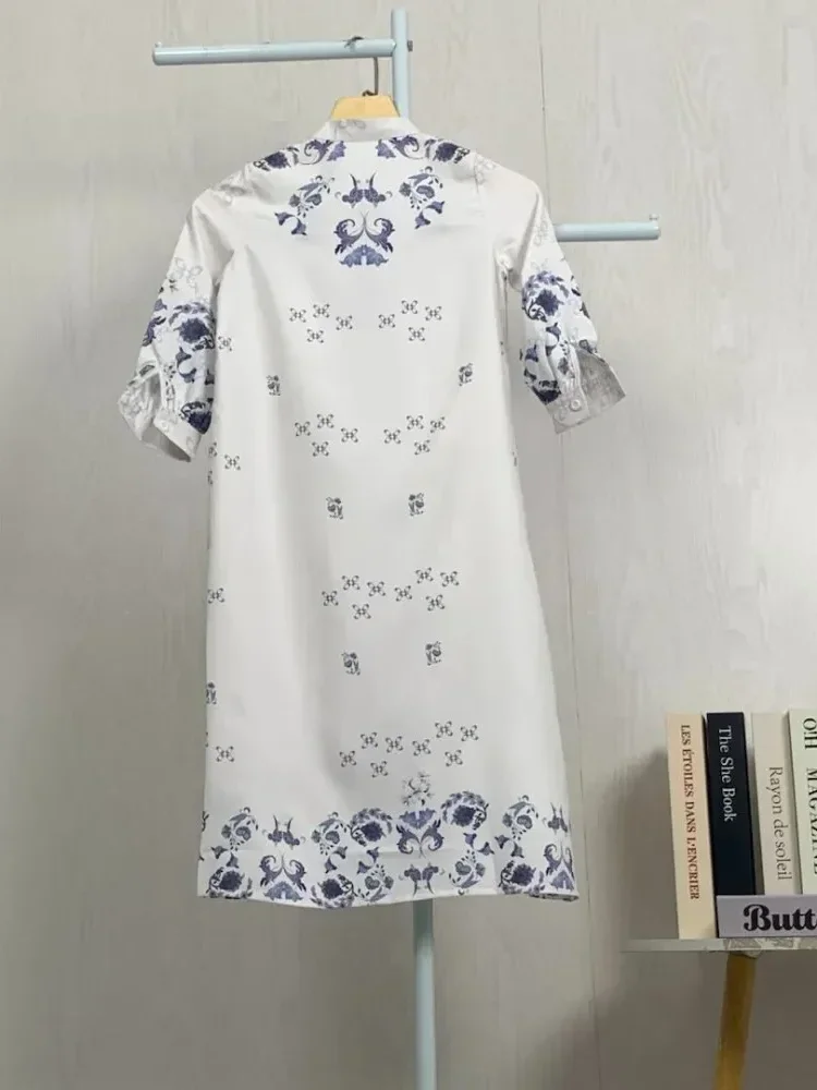 ASAYA Gamis ibu dan anak motif bunga biru putih terbaru