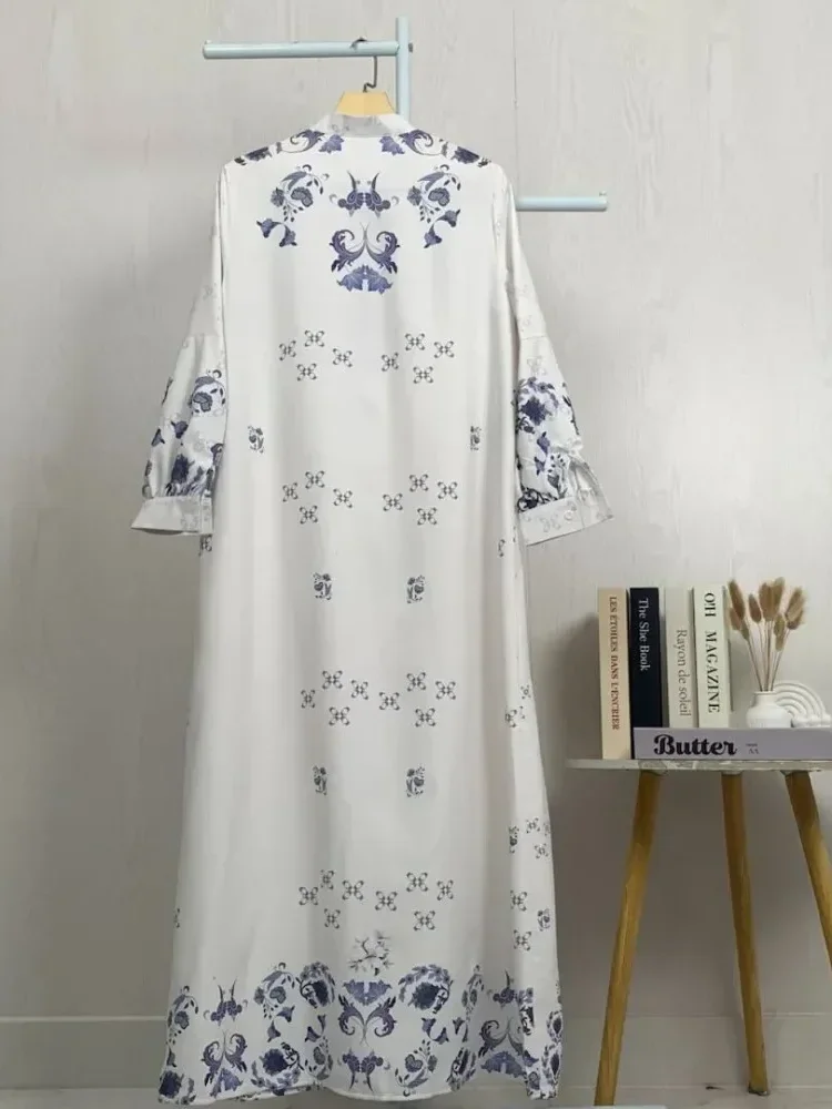 ASAYA Gamis ibu dan anak motif bunga biru putih terbaru