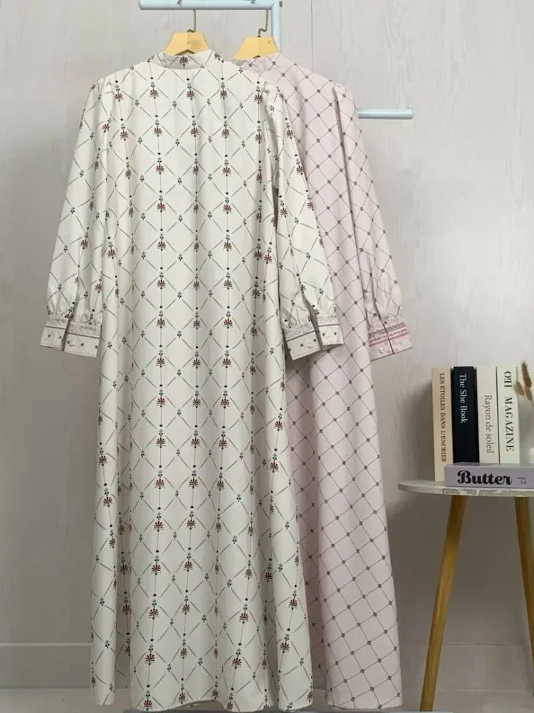ASAYA Women's long sleeve diamond checkered print elegant casual dress