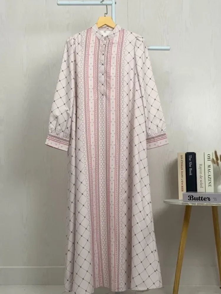ASAYA Women's long sleeve diamond checkered print elegant casual dress
