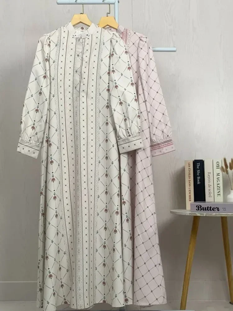 ASAYA Women's long sleeve diamond checkered print elegant casual dress