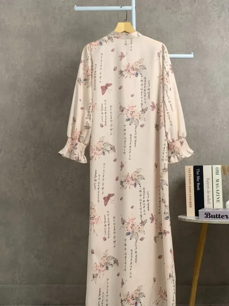 [DISKON KILAT]ASAYA Gaun elegan dengan motif posisi mode lengan panjang