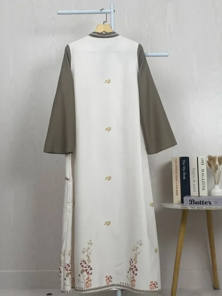 ASAYA Gaun elegan dengan motif posisi mode lengan panjang