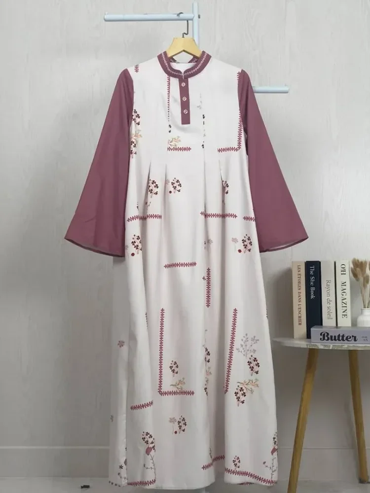 ASAYA Gaun elegan dengan motif posisi mode lengan panjang