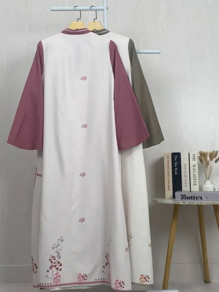 ASAYA Gaun elegan dengan motif posisi mode lengan panjang