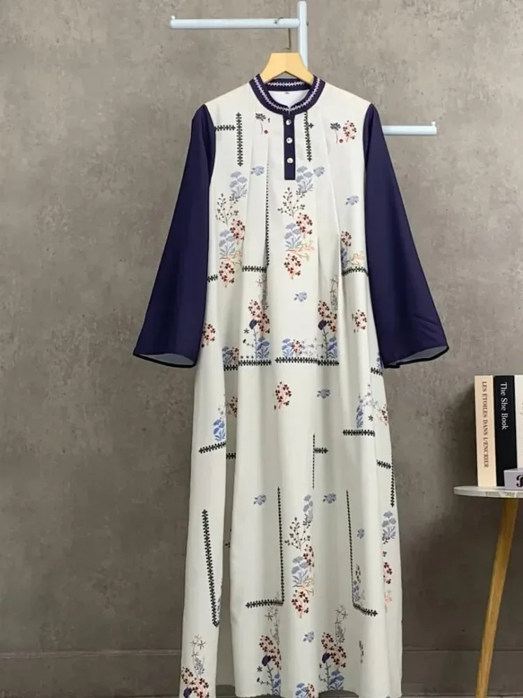 ASAYA Gaun elegan dengan motif posisi mode lengan panjang