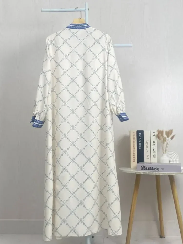 ASAYA Gamis ibu dan anak motif bunga biru putih terbaru