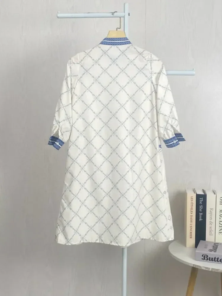 ASAYA Gamis ibu dan anak motif bunga biru putih terbaru