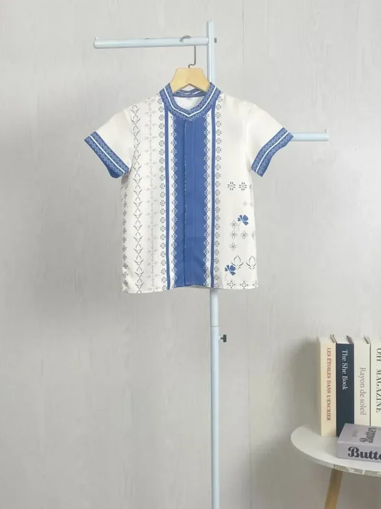 ASAYA Kaos lengan pendek pria dengan motif gaya