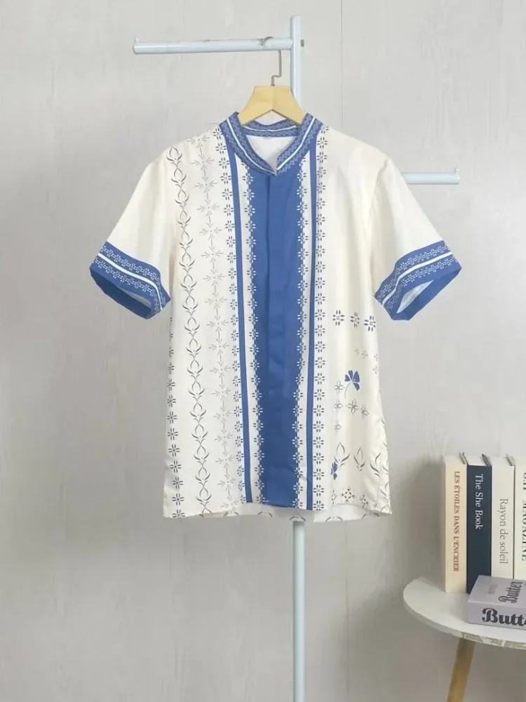 ASAYA Kaos lengan pendek pria dengan motif gaya