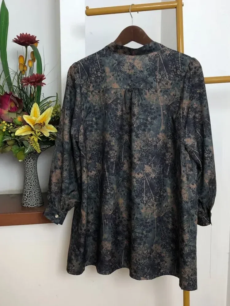 [READY STOCK]ASAYA Atasan kemeja lengan panjang  elegan longgar kasual cetak
