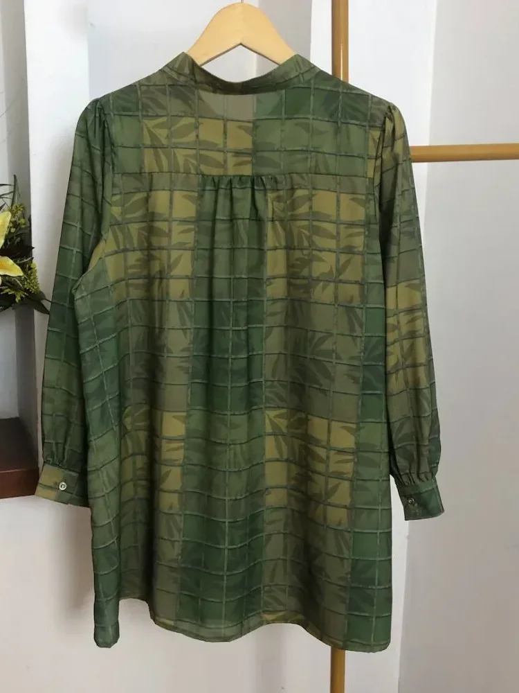 [DISKON KILAT]ASAYA Atasan kemeja lengan panjang  elegan longgar kasual cetak