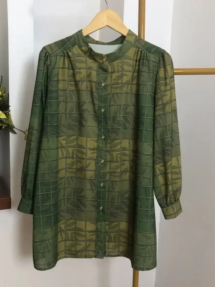 [DISKON KILAT]ASAYA Atasan kemeja lengan panjang  elegan longgar kasual cetak
