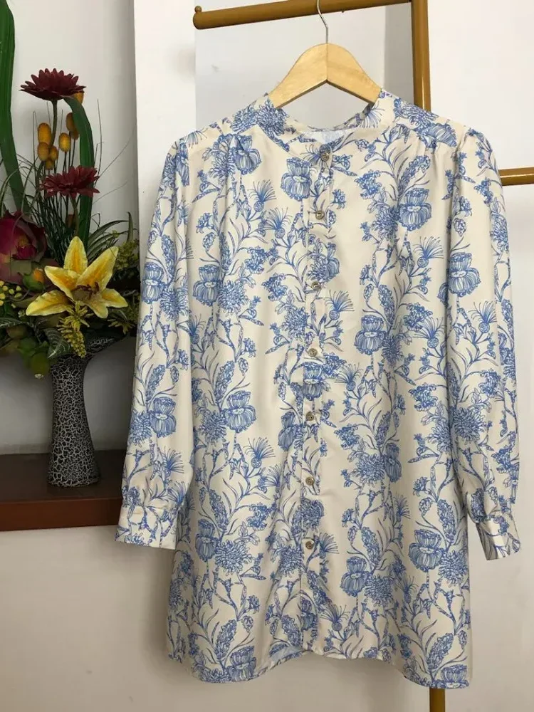 [DISKON KILAT]ASAYA Atasan kemeja lengan panjang  elegan longgar kasual cetak