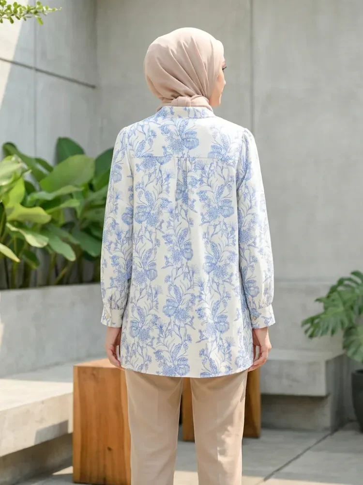 [DISKON KILAT]ASAYA Atasan kemeja lengan panjang  elegan longgar kasual cetak