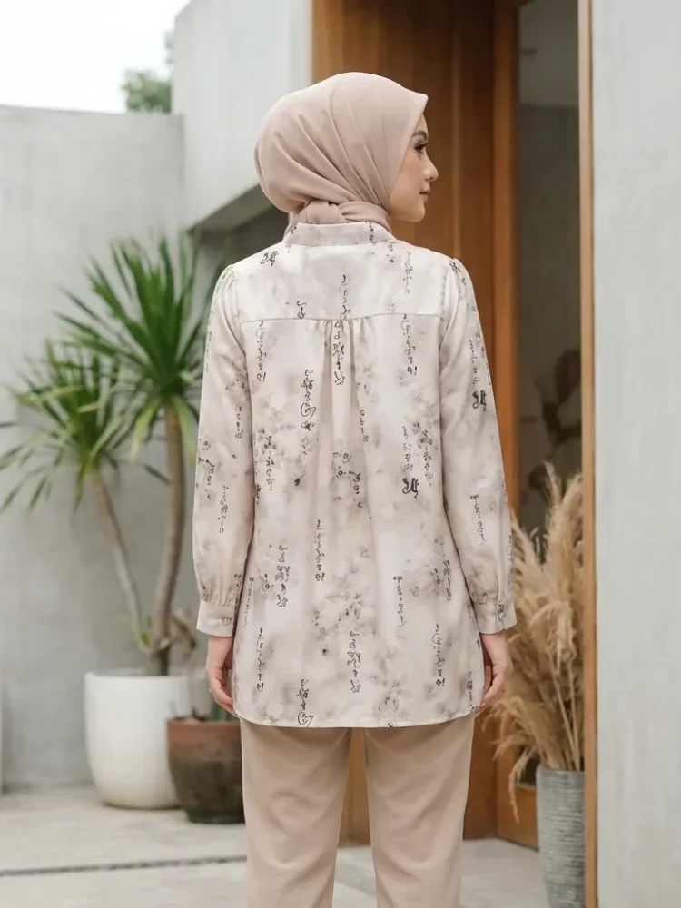 [DISKON KILAT]ASAYA Atasan kemeja lengan panjang  elegan longgar kasual cetak
