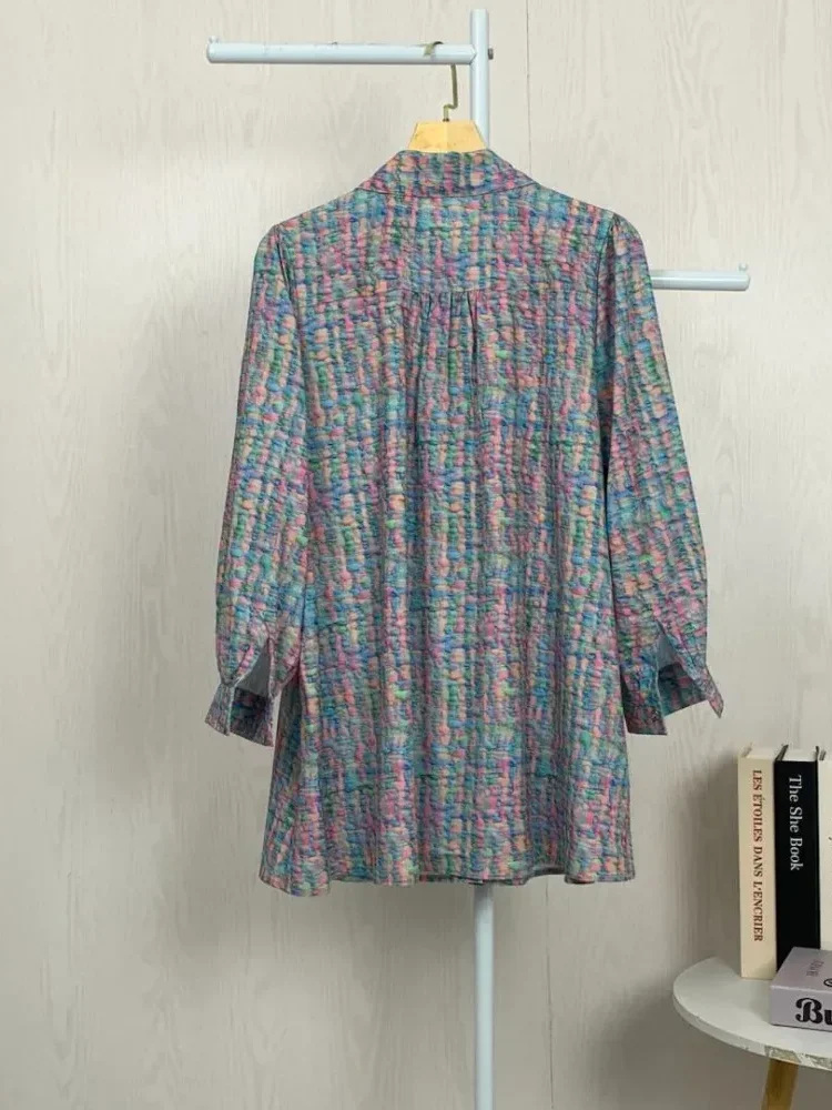 [READY STOCK]ASAYA Atasan kemeja lengan panjang  elegan longgar kasual cetak