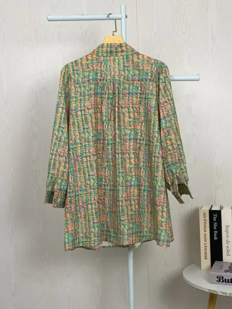 [READY STOCK]ASAYA Atasan kemeja lengan panjang  elegan longgar kasual cetak