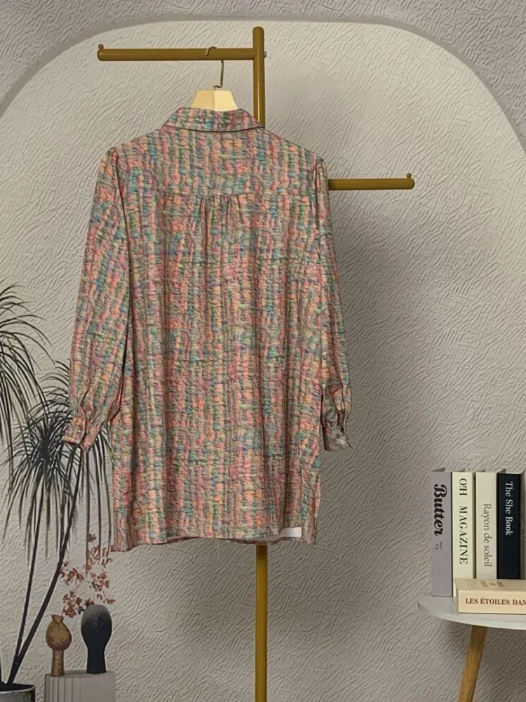 [READY STOCK]ASAYA Atasan kemeja lengan panjang  elegan longgar kasual cetak