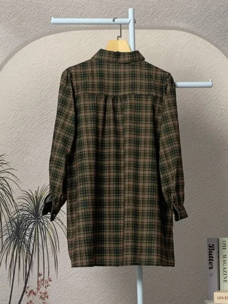 ASAYA Atasan kemeja lengan panjang  elegan longgar kasual cetak