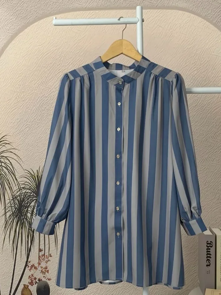 [READY STOCK]ASAYA Atasan kemeja lengan panjang  elegan longgar kasual cetak