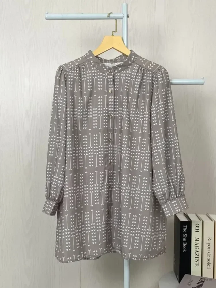 [DISKON KILAT]ASAYA Atasan kemeja lengan panjang  elegan longgar kasual cetak