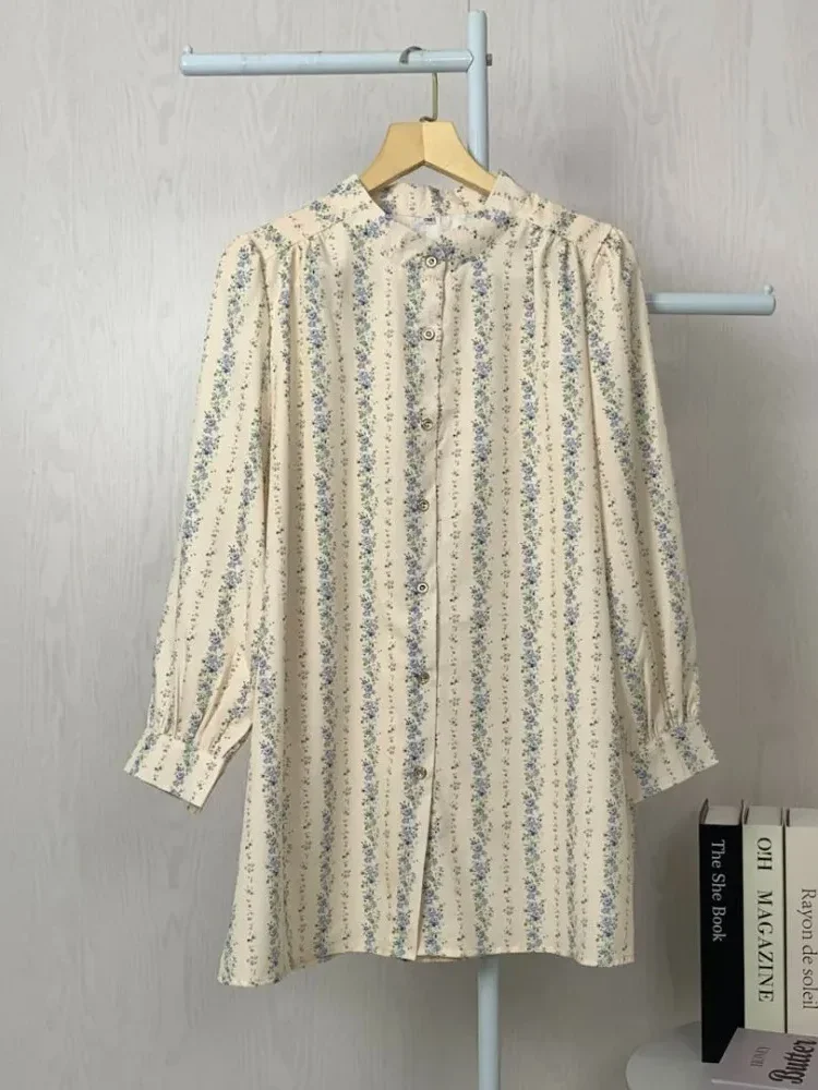 [DISKON KILAT]ASAYA Atasan kemeja lengan panjang  elegan longgar kasual cetak