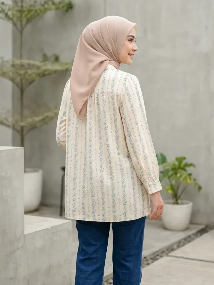 [DISKON KILAT]ASAYA Atasan kemeja lengan panjang  elegan longgar kasual cetak