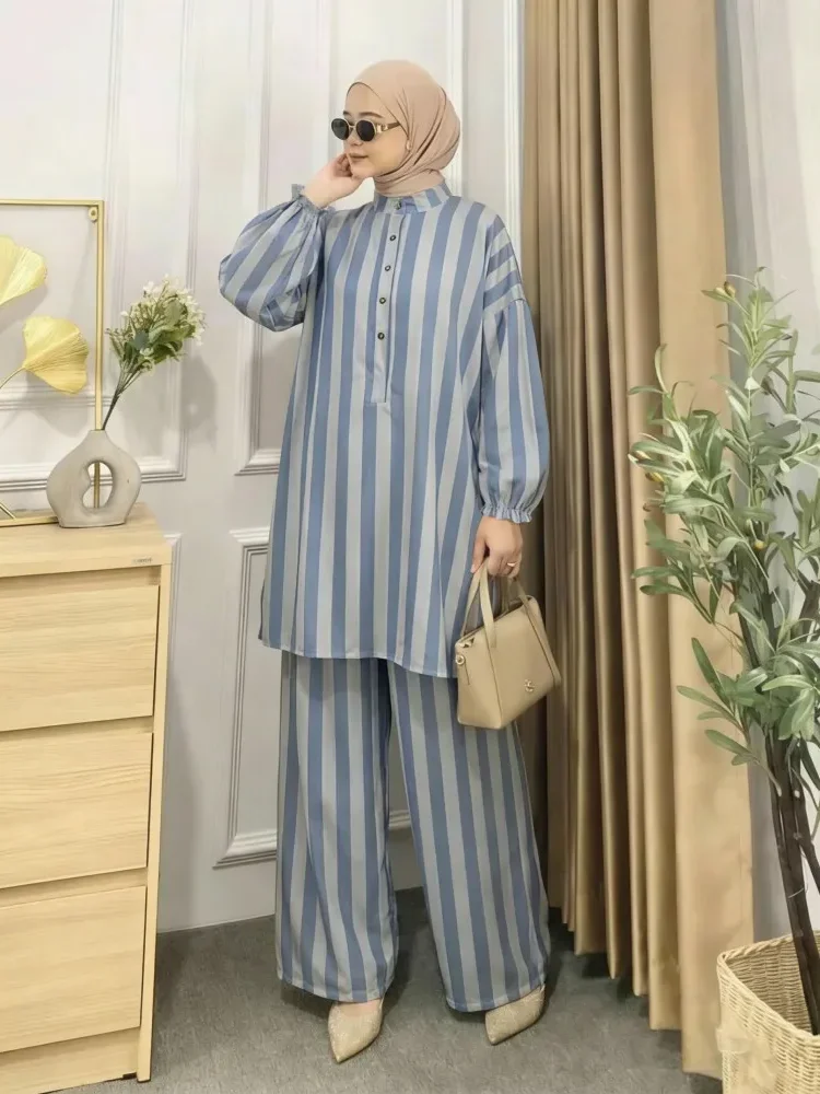 ASAYA Setelan dua potong atasan dan celana panjang wanita elegan terbaru