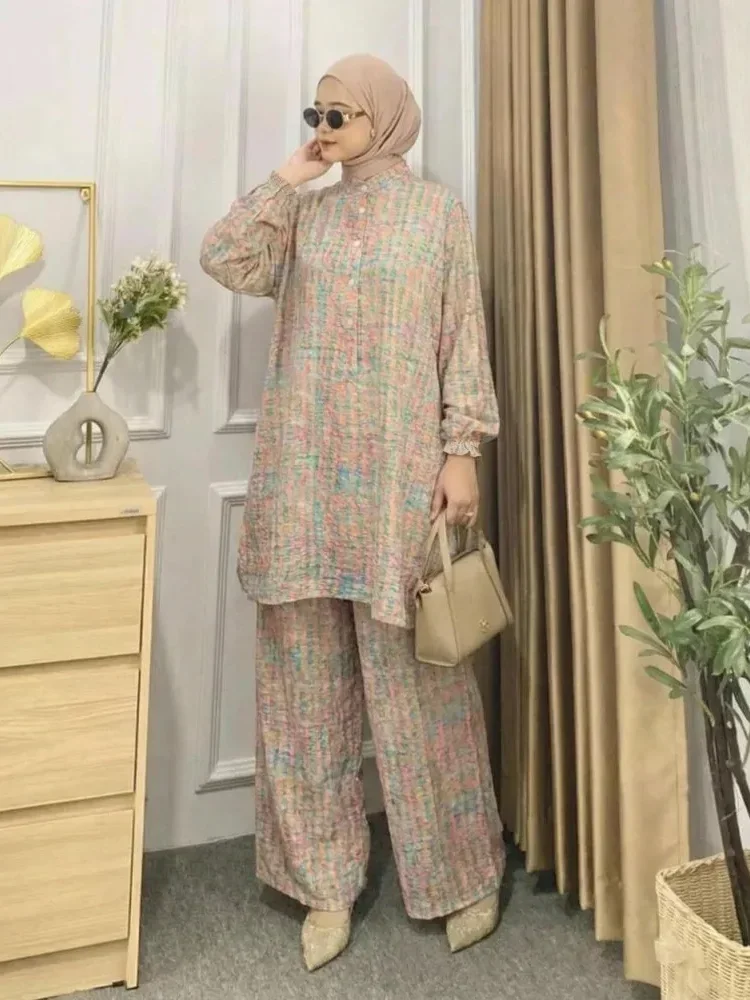 ASAYA Setelan dua potong atasan dan celana panjang wanita elegan terbaru