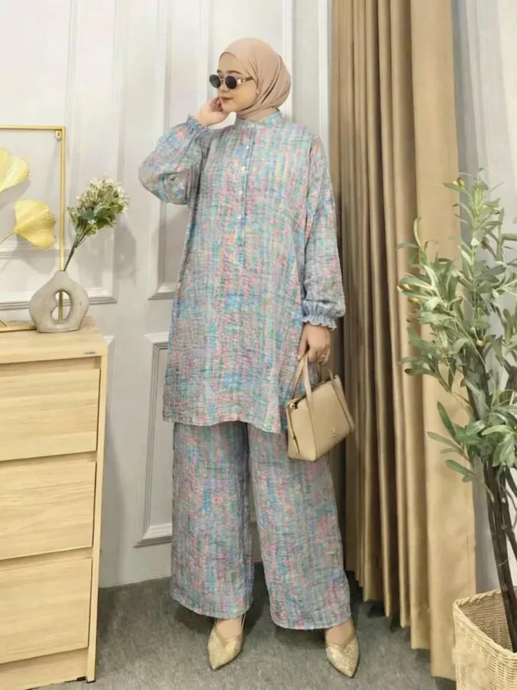 ASAYA Setelan dua potong atasan dan celana panjang wanita elegan terbaru