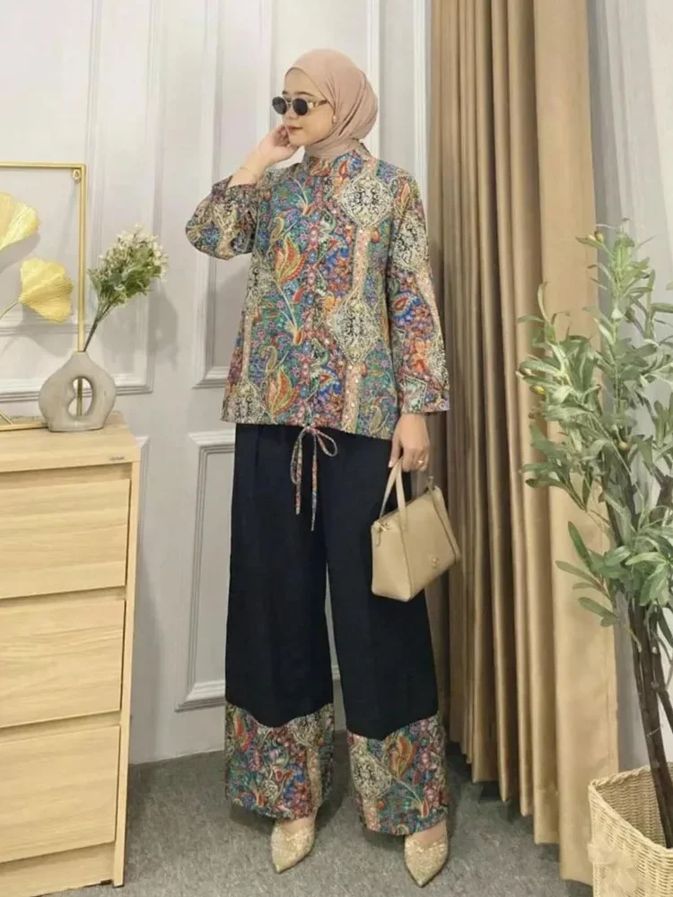 ASAYA Setelan dua potong atasan dan celana panjang wanita elegan terbaru