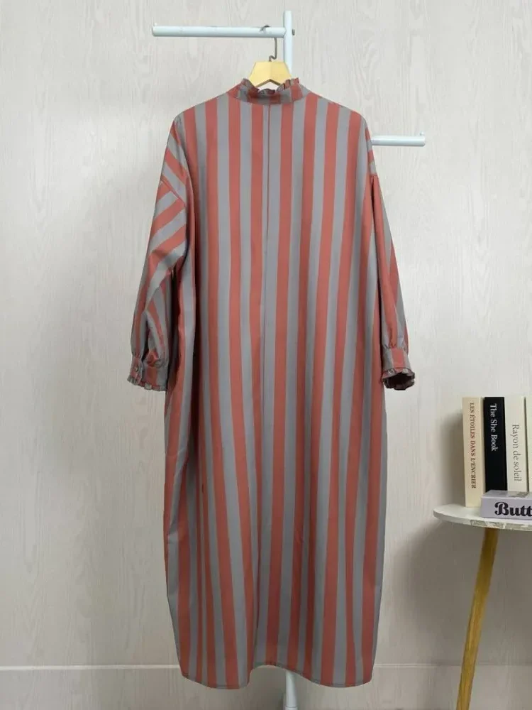 [DISKON KILAT]ASAYA Gaun panjang longgar kasual tipis bermotif dengan desain mode elegan