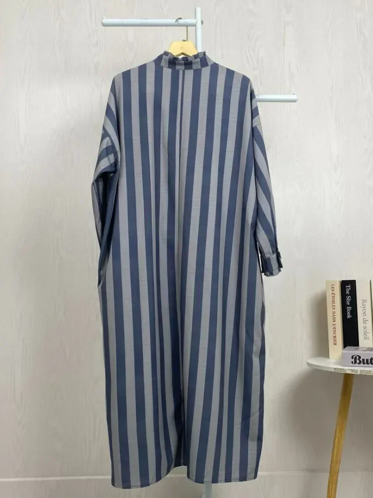 [DISKON KILAT]ASAYA Gaun panjang longgar kasual tipis bermotif dengan desain mode elegan