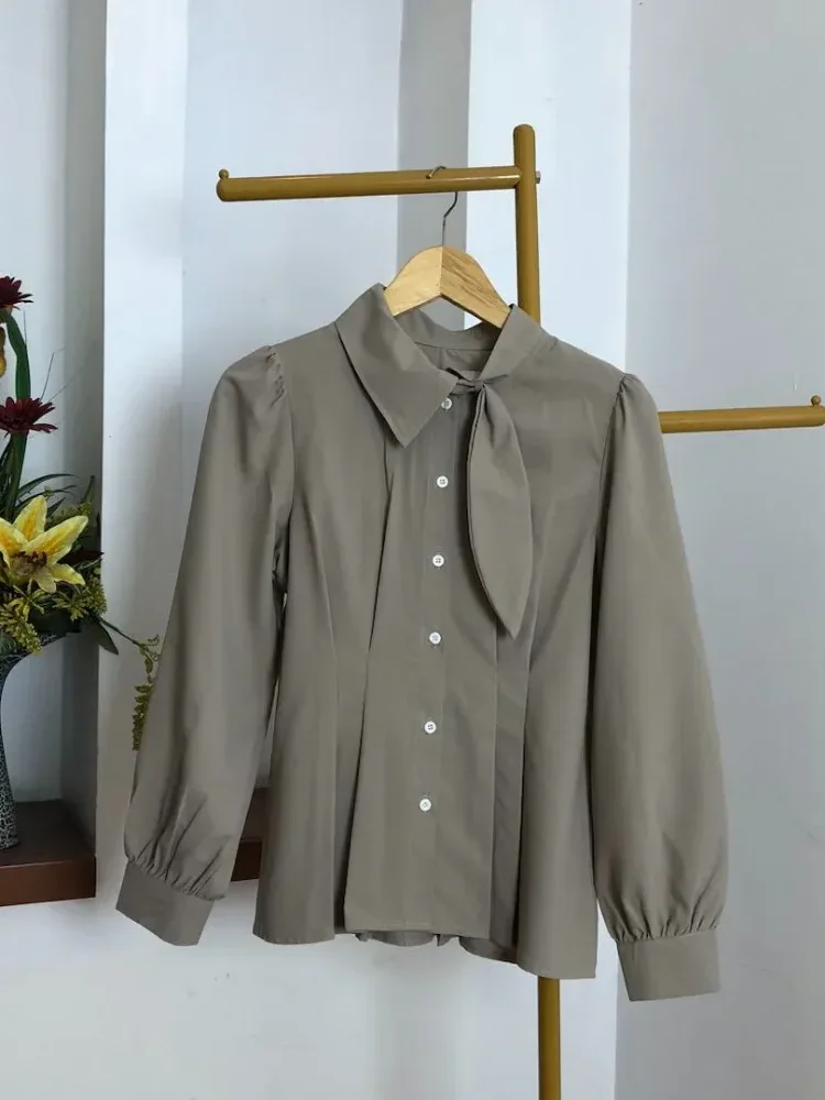 [NEW]ASAYA Atasan kemeja lengan panjang mode baru kerah polo untuk wanita