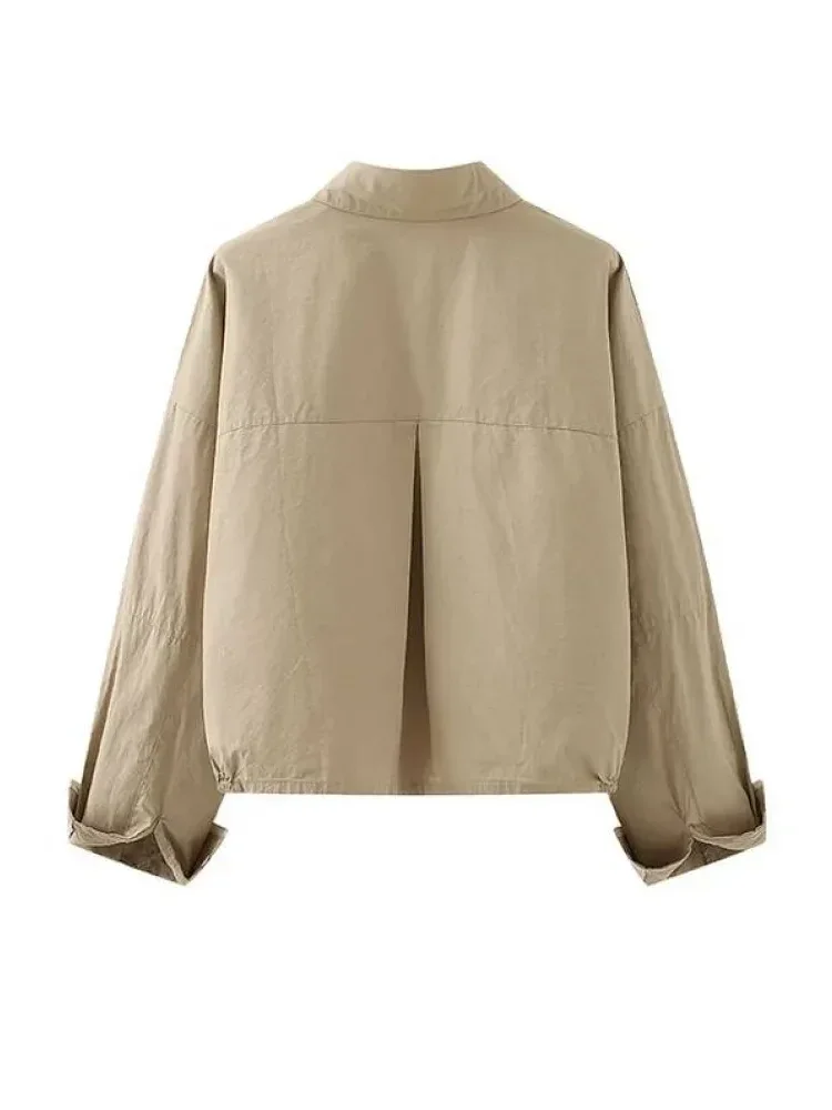 ASAYA Atasan kemeja wanita kerah lengan panjang kasual